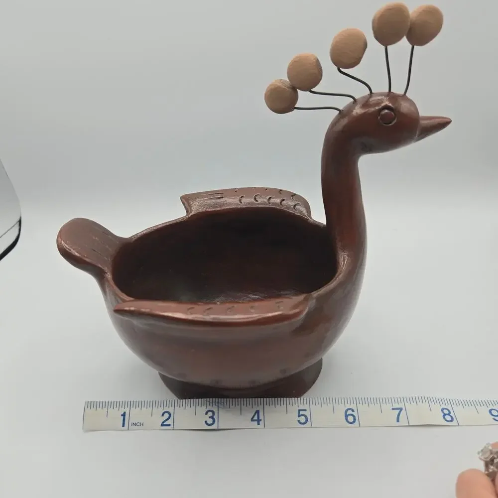 Vintage Figural Peacock Decor Dish Bowl Bird